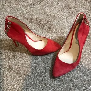 BCBG sexy red suede heels